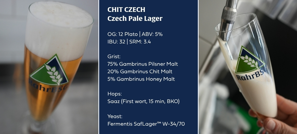 Image of two beers with Chit Czech ingredients listed in between.
