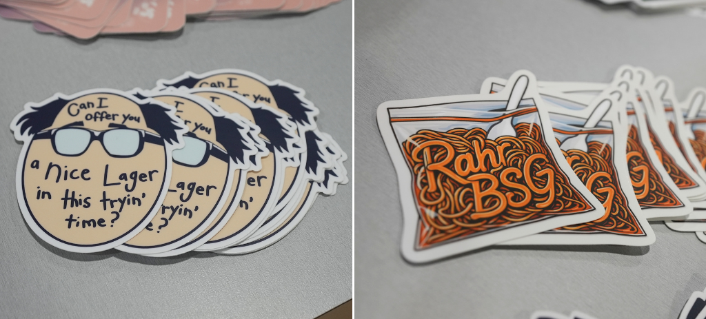 RahrBSG stickers with theme of It's Always Sunny in Philadelphia